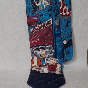 Hanner Barber Flinstone Tie Playful Cartoon Print Men's Silk
